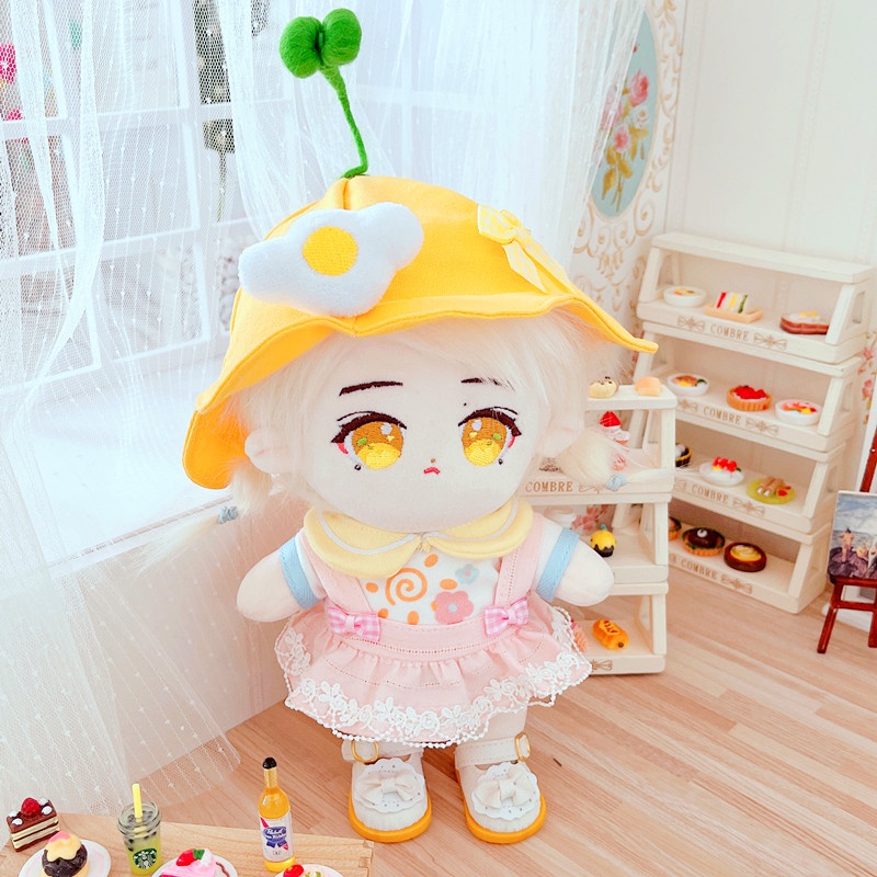 Váy dáng dài có mũ che nắng dễ thương xinh xắn dành cho búp bê nhồi bông cỡ 20cm
