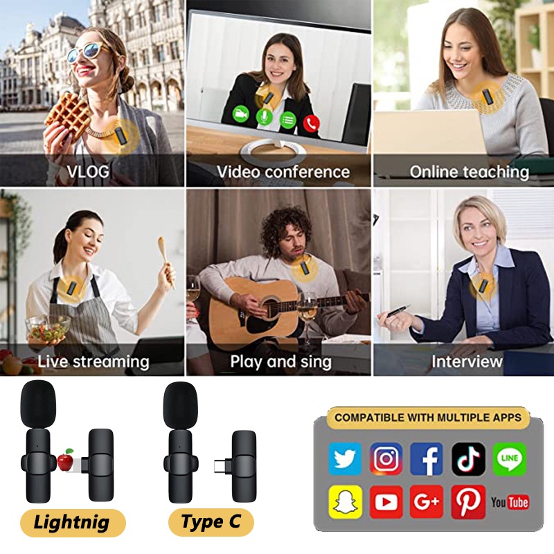 micro không dây cài áo chuyên nghiệp micro không dây uhf phone/ thoại Mini mic bluetooth mic livestream