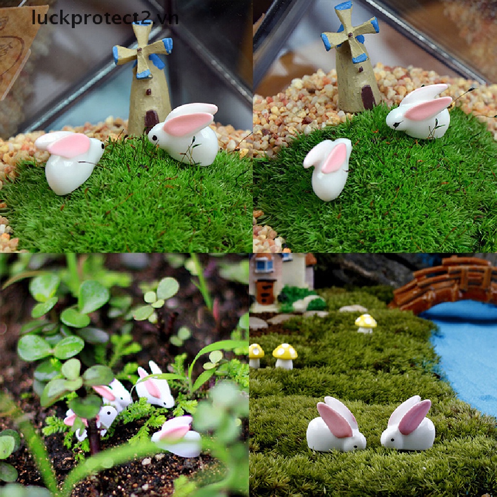 Mô Hình Thỏ Mini Bằng Nhựa Resin Trang Trí Tiểu Cảnh Sân Vườn