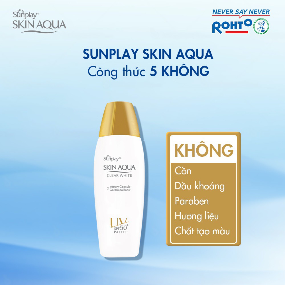 Kem chống nắng Skin Aqua Nắp Vàng - KCN Sunplay Skin Aqua Clear White SPF50+, PA++++55G VÀ 25G