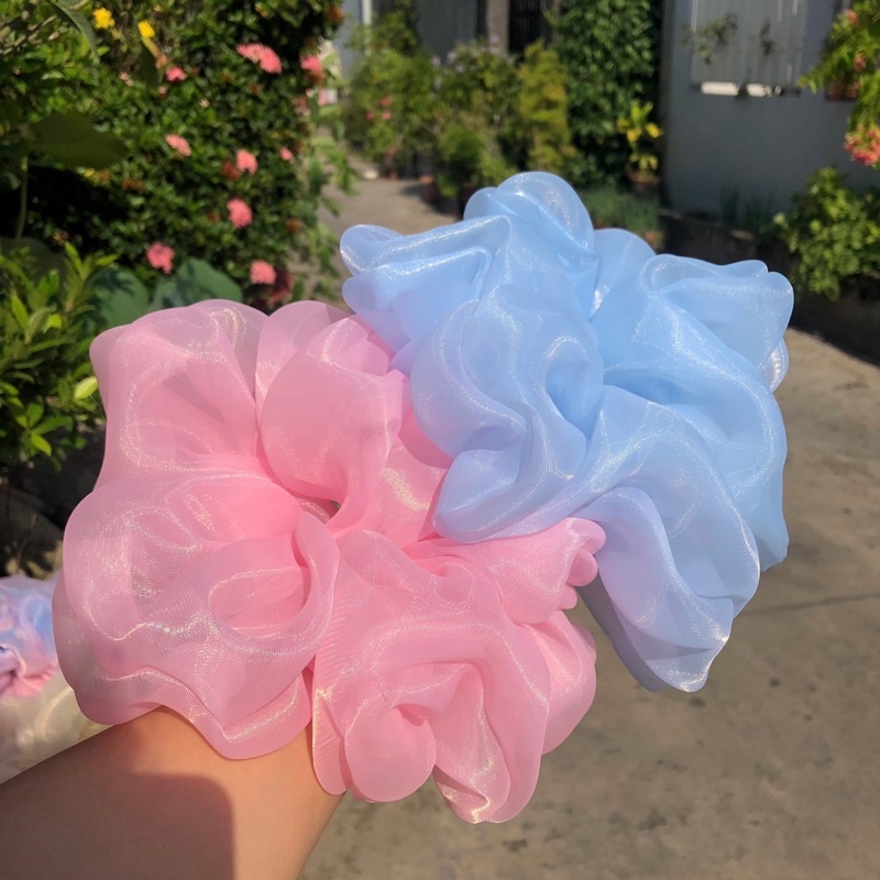 Đồ buộc tóc scrunchies bigsize siêu to voan phồng nhiều màu