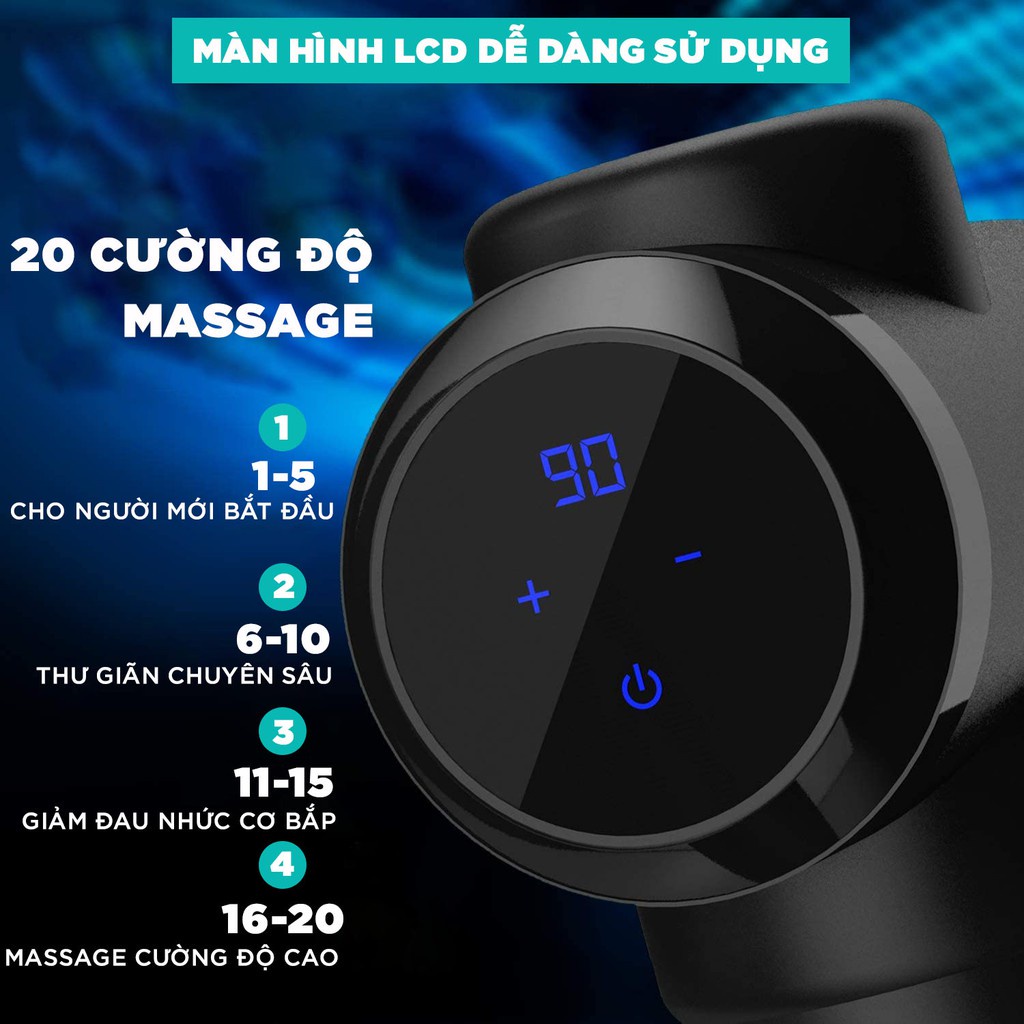 Máy Massage Cầm Tay Cao Cấp KINGTECH KH-720 - Máy Mát Xa Chuyên Sâu Giúp Giảm Đau Cơ, Cứng Khớp - Quà Tặng Nam Nữ