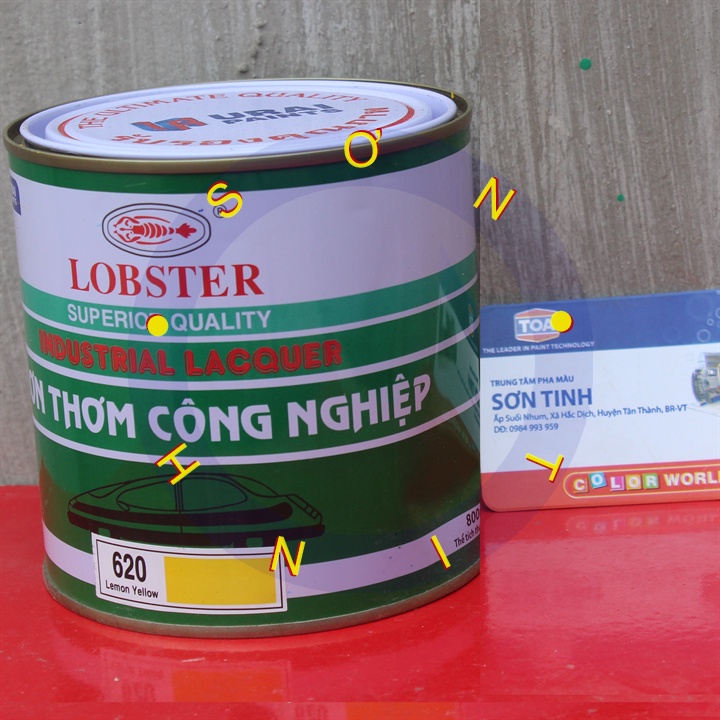 Sơn thơm công nghiệp Lobster màu vàng chanh lemon yellow 620 800ml