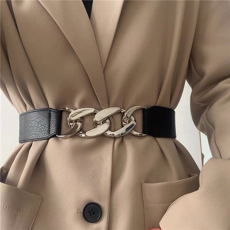 Đai váy Xích kèm dây xích võng Mặt Vàng sang chảnh ĐV014 - Thắt lưng Belt váy phối áo đầm cá tính Meo shop