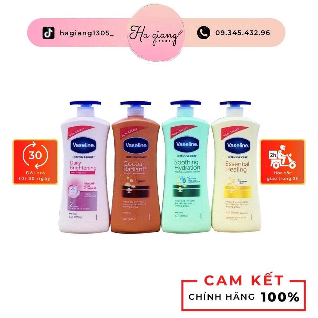 Sữa dưỡng thể trắng da toàn thân Vaseline 725 ml của Mỹ