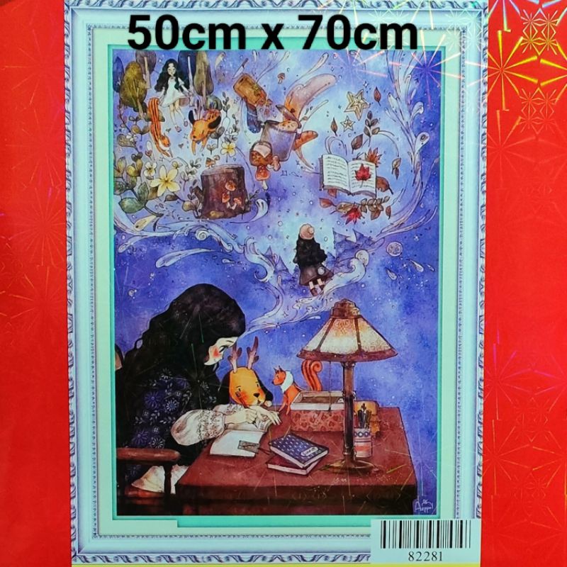 Tranh thêu chữ thập chibi. Tranh thêu cô gái chibi