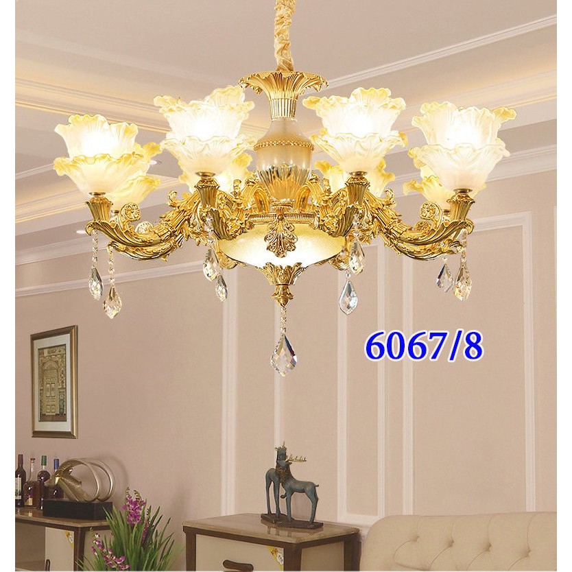 Đèn Chùm ROYAL Cao Cấp Chất Liệu Đá Trang Trí Phòng Khách, Nhà Hàng, Khách Sạn Cực Sang Trọng