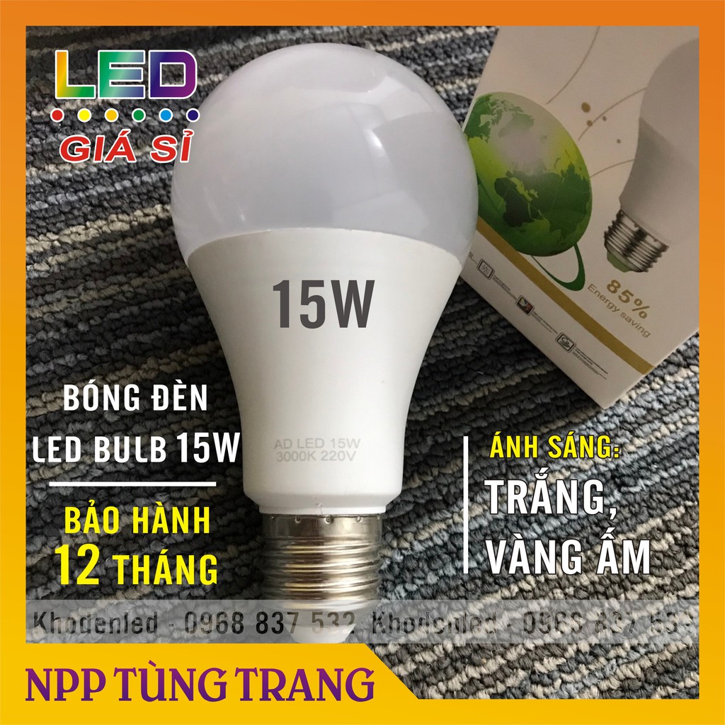 Bóng đèn le bulb 15w ánh sáng trắng, vàng ấm cao cấp