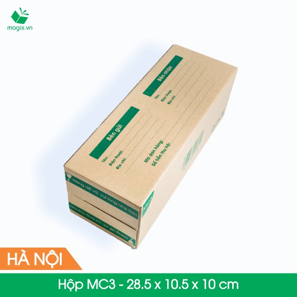 MC3 - 28.5x10.5x10 cm - 100 Thùng hộp carton + tặng 50 decal HÀNG DỄ VỠ