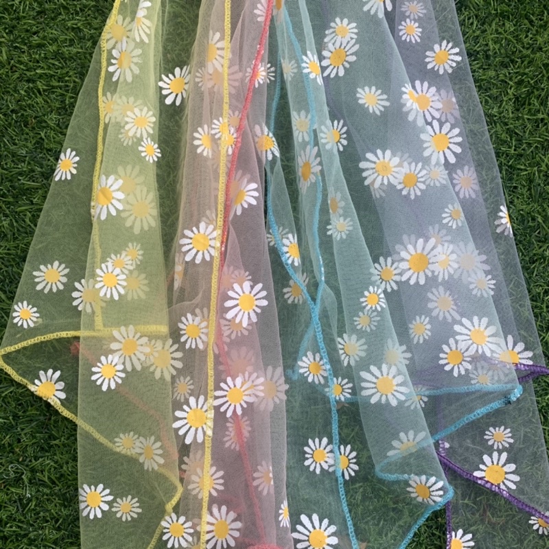 Khăn bandana đội đầu lưới hoa cúc  turban đủ màu phụ kiện vintage đi chơi đi chụp