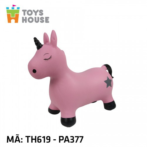 Thú nhún bơm hơi hình kỳ lân màu hồng ToysHouse mã TH619 - Đồ chơi vận động cho bé từ 8 tháng