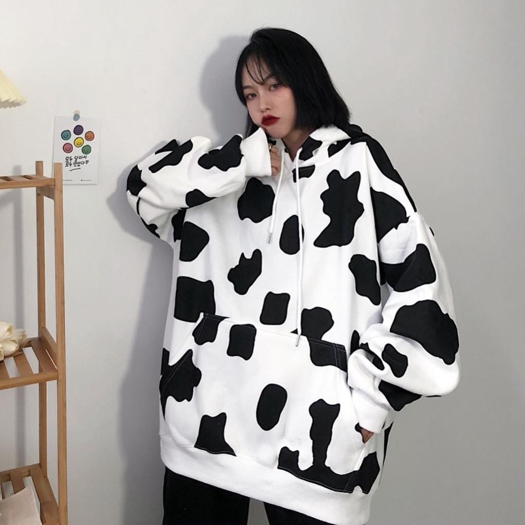 Áo Hoodie Họa Tiết Con Bò Sữa Cặp Nam Nữ Chất Nỉ PE Cotton Cao Cấp, Áo khoác Hoodie Zip Nỉ Bông Bò Sữa unisex nam nữ *