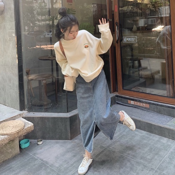 Xiaozhainv Áo sweatshirt tay dài dáng rộng phong cách Hàn Quốc thời trang trẻ trung cho nữ | BigBuy360 - bigbuy360.vn