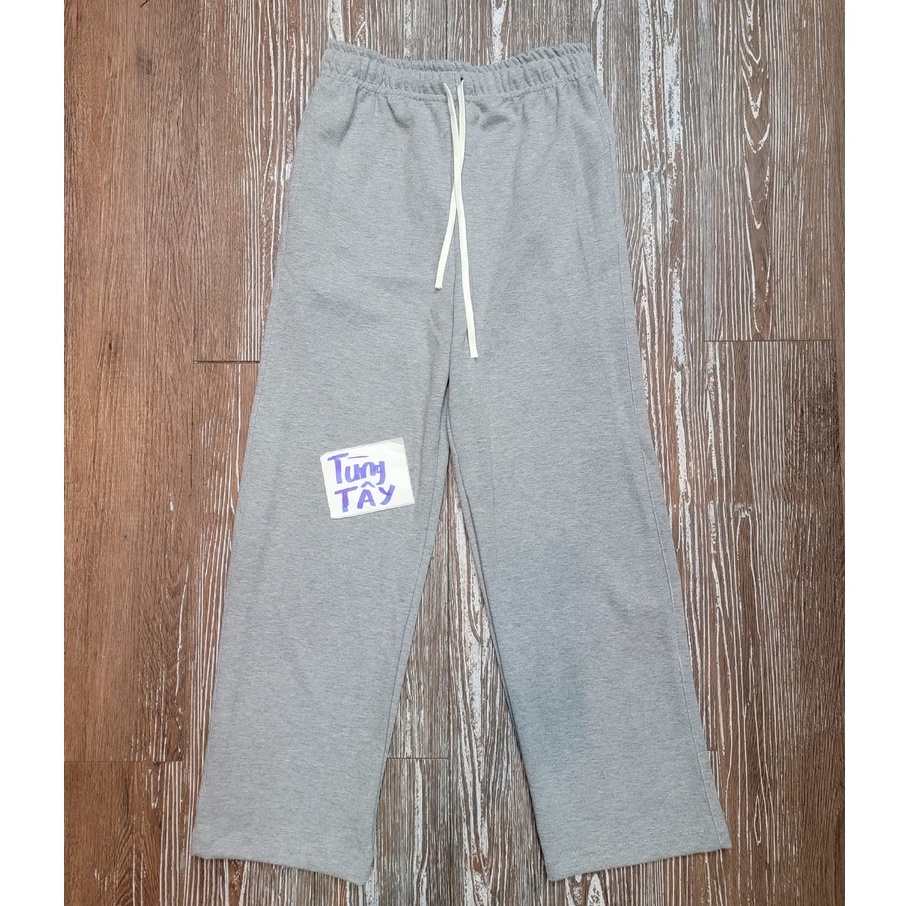 Quần Nỉ Trơn Xám Ống Suông Rộng Phong Cách Unisex Nam Nữ