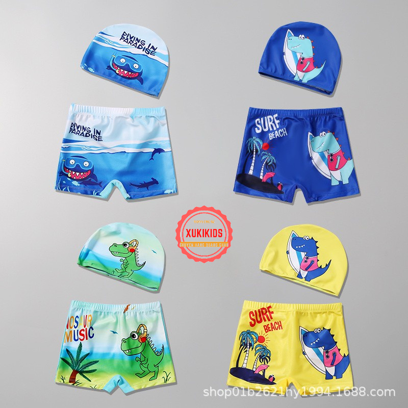 Quần bơi cho bé trai trẻ em kèm mũ Hàng Quảng Châu cao cấp
