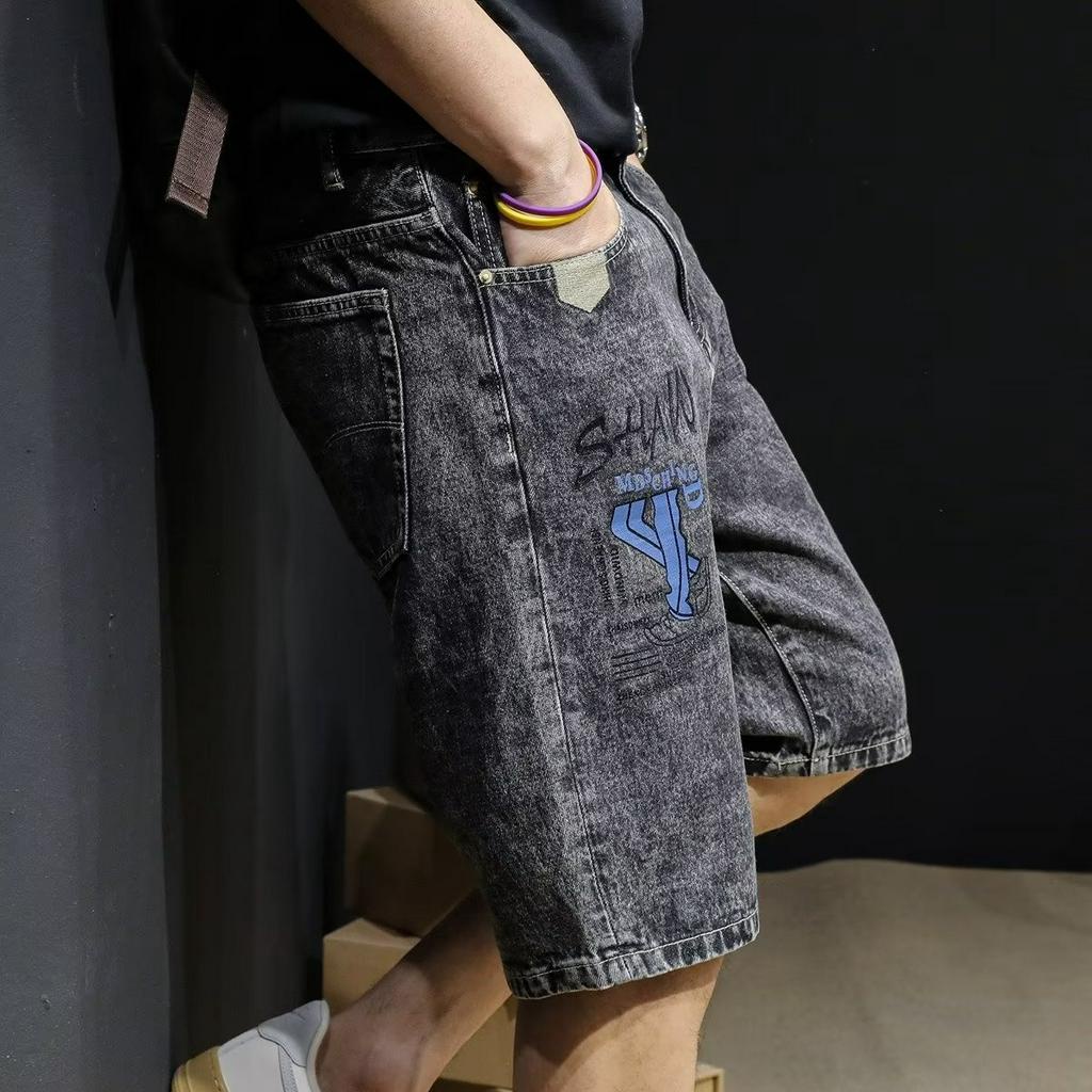 Quần Short Denim Mỏng Dáng Rộng Phong Cách Đường Phố Thời Trang Mùa Hè Dành Cho Nam 28-36 2 Màu