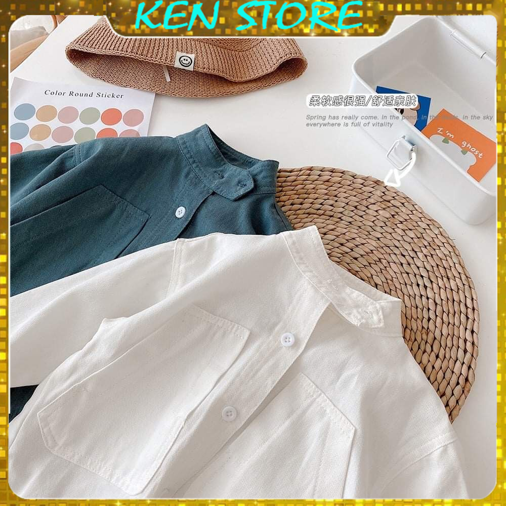 Áo Sơ Mi Chất Liệu Vải Thô Đũi Cao Cấp Cho Bé Từ 7Kg Đến 28Kg Ken Store