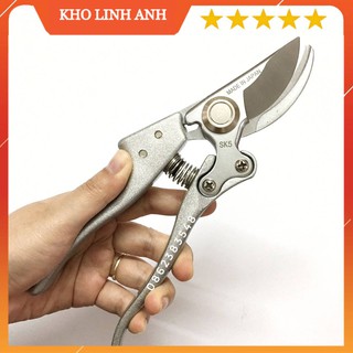 Kéo cắt cành cộng lực lưỡi thép SK5 Nhật Bản made in japan Sắc bén không gỉ Chốt khóa tự động bật mở tiện ích
