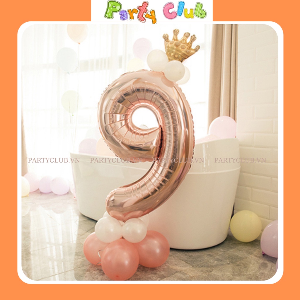 Bóng số vương miệng trang trí sinh nhật màu hồng