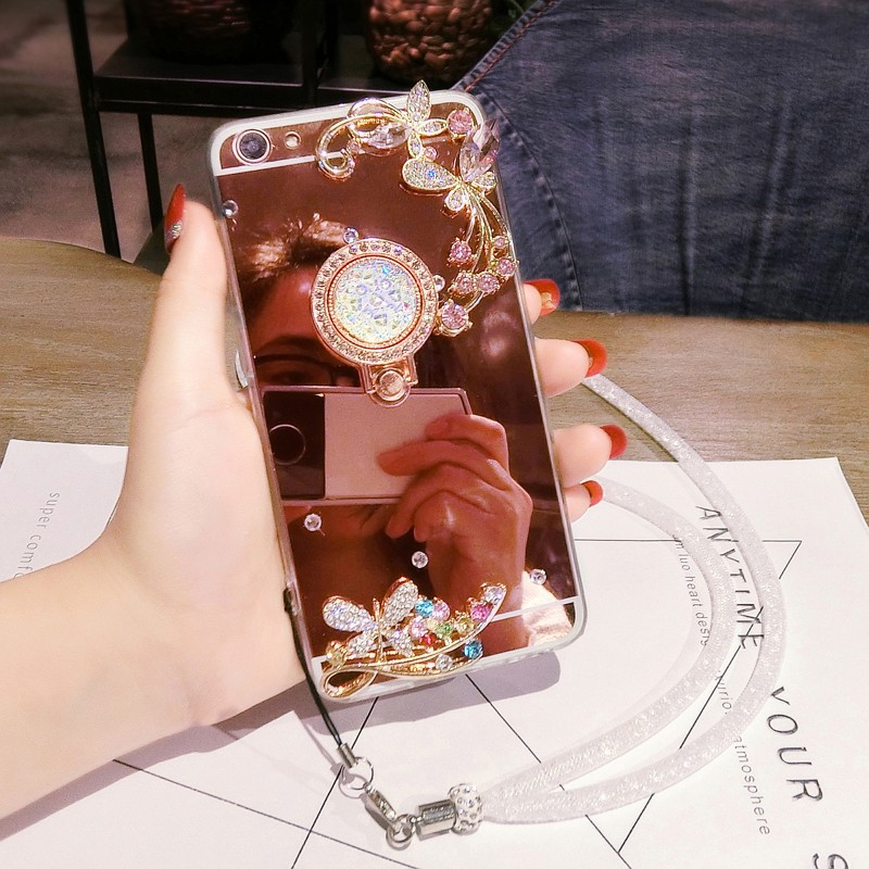 Samsung Galaxy A3 A5 A7 2016 Ốp lưng đính đá kèm dây móc tay cho