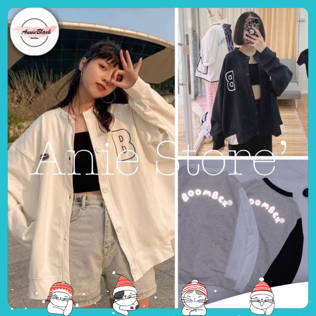 [Mã  ANUI20 hoàn 20k xu đơn 0đ] Áo Khoác Bomber Nỉ 🦋 Áo Nỉ In Chữ BomBer B Phản Quang Dáng Unisex 2 Màu 🦋 AB | BigBuy360 - bigbuy360.vn