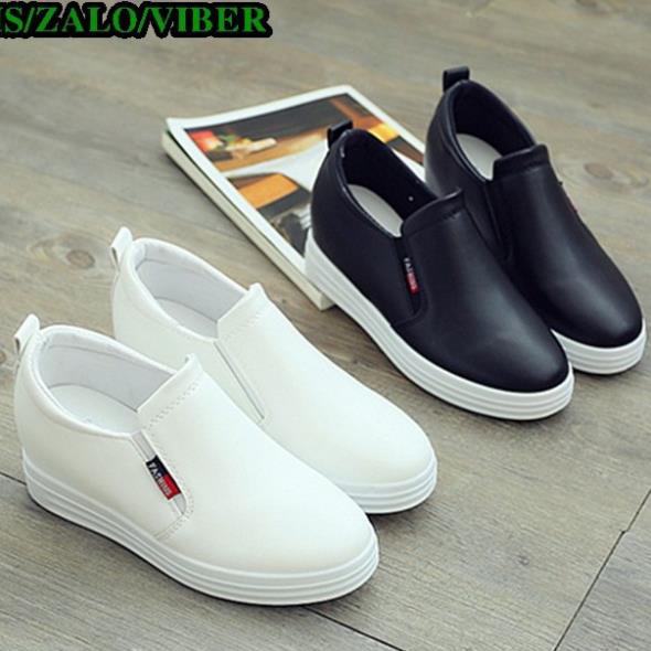 Giày Slipon độn đế 2 màu đen và trắng ZYM