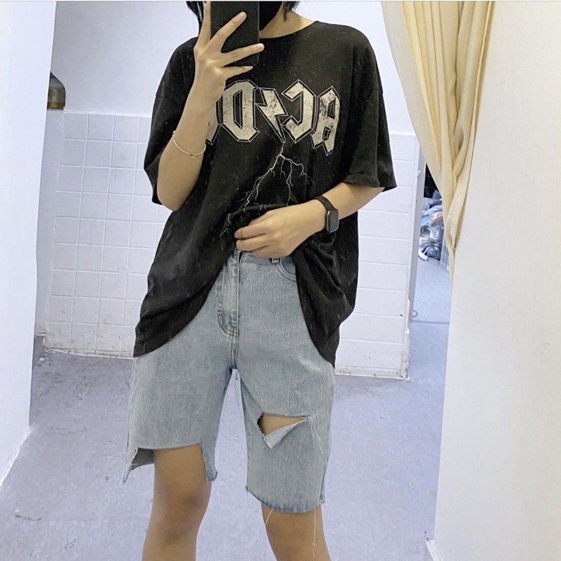 (Bigsize 30-36) Quần Cotton Ống Rộng, Quần Short Jean Lưng Cao, Quần Suông