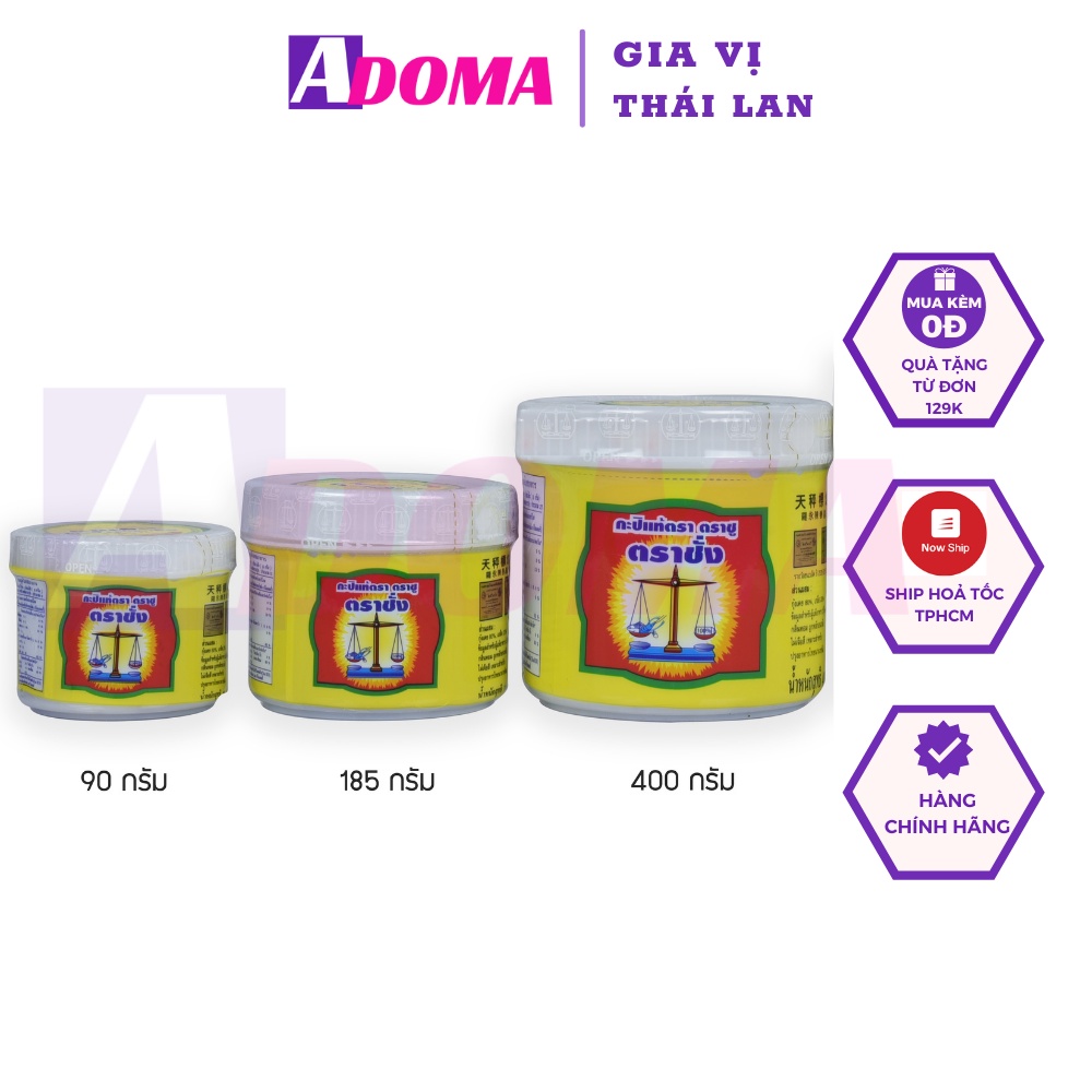 Mắm ruốc tôm Thái Lan Trachang Brand กะปิแท้ตรา ตราชู ตราชั่ง 400กรัม Shrimp Paste ADOMA