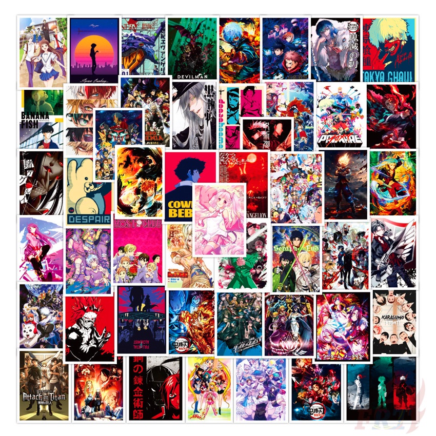 ❉ Comics Magazine Series 04 Shōnen Manga Mini Postcard Stickers ❉ 50Pcs/Set DIY Fashion Mixed Waterproof Doodle Decals Stickers