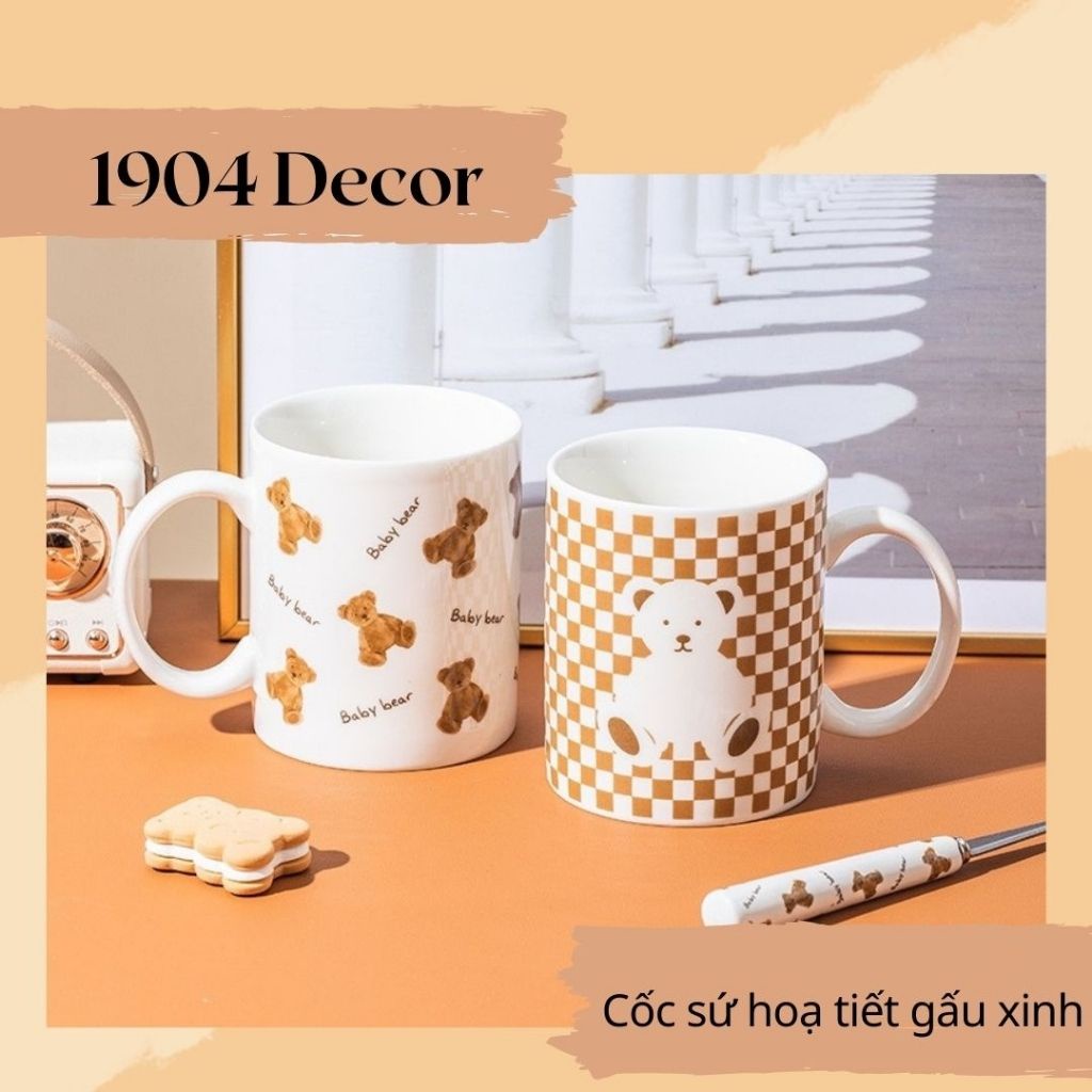 Cốc sứ, ly sứ in hình gấu siêu dễ thương - 1904 DECOR