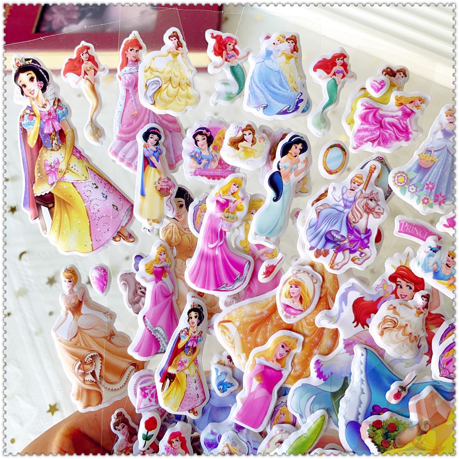 ❀ Hình Dán Phần Thưởng Công Chúa Disney Q-1 Tự Làm ❀ 1 Miếng Dán Bong Bóng 3D Bằng PVC Chống Nước