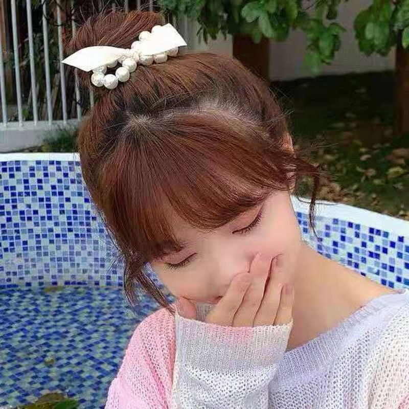 Dễ Thương Dây Cột Tóc Co Giãn Đính Nơ Và Ngọc Trai Phong Cách Hàn Quốc Xinh Xắn Cho Nữ