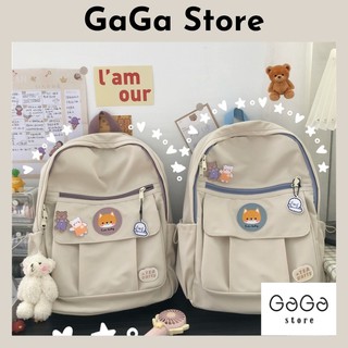 Balo ulzzang đi học, ba lô thời trang dây kéo màu mạc cáo