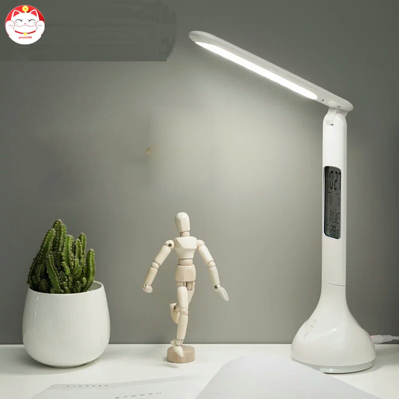 Đèn Led Để Bàn Bảo Vệ Mắt Tích Hợp Đồng Hồ Và Nhiệt Độ Tiện Dụng