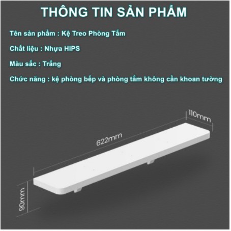 Kệ Treo Tường Nhà Tắm Để Gọn Đồ HIPS Laminate Decor DIY White