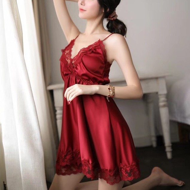 Váy ngủ hai dây satin ren sexy 🔥FREESHIP🔥 bigSIZE ML 40 -62kg 19VN135017 | BigBuy360 - bigbuy360.vn