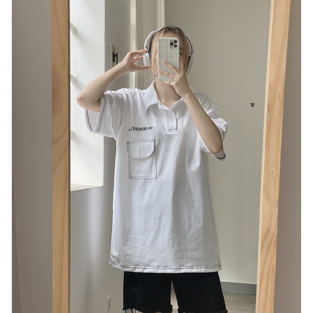 Áo Polo Wonder Form Rộng Chất Da Cá Sấu May Chỉ Nổi Nam Nữ Unisex | BigBuy360 - bigbuy360.vn