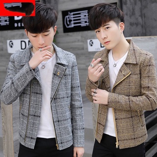 [ XẢ KHO] Áo khoác dạ nam dáng ngắn kẻ caro hàng cao cấp chất dạ mịn