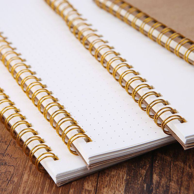 Sổ tay A5 bằng giấy kraft phối chấm bi phong cách đơn giản