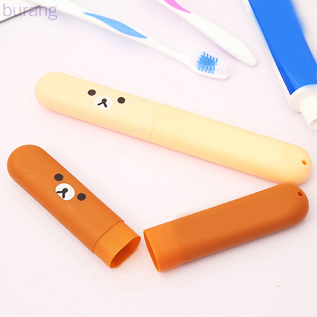 Set 2 Hộp Đựng Bàn Chải Đánh Răng Hình Gấu Dễ Thương Tiện Dụng