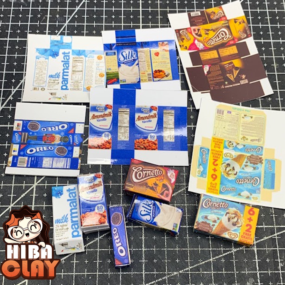 Bao bì vỏ hộp tự gấp mini Minifood 01 trang trí mô hình, đồ ăn mini mô hình cho búp bê DIY