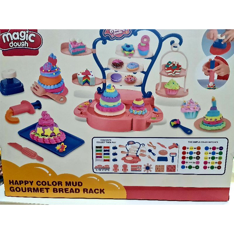 Bộ bột nặn tiệc bánh kem sinh nhật, tiệc trà chiều, size hộp gần 40cm, mã 8307 (đất nặn)