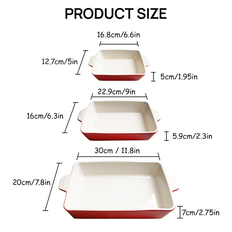 SWEEJAR Set 3 khay  bằng sứ có quai cầm