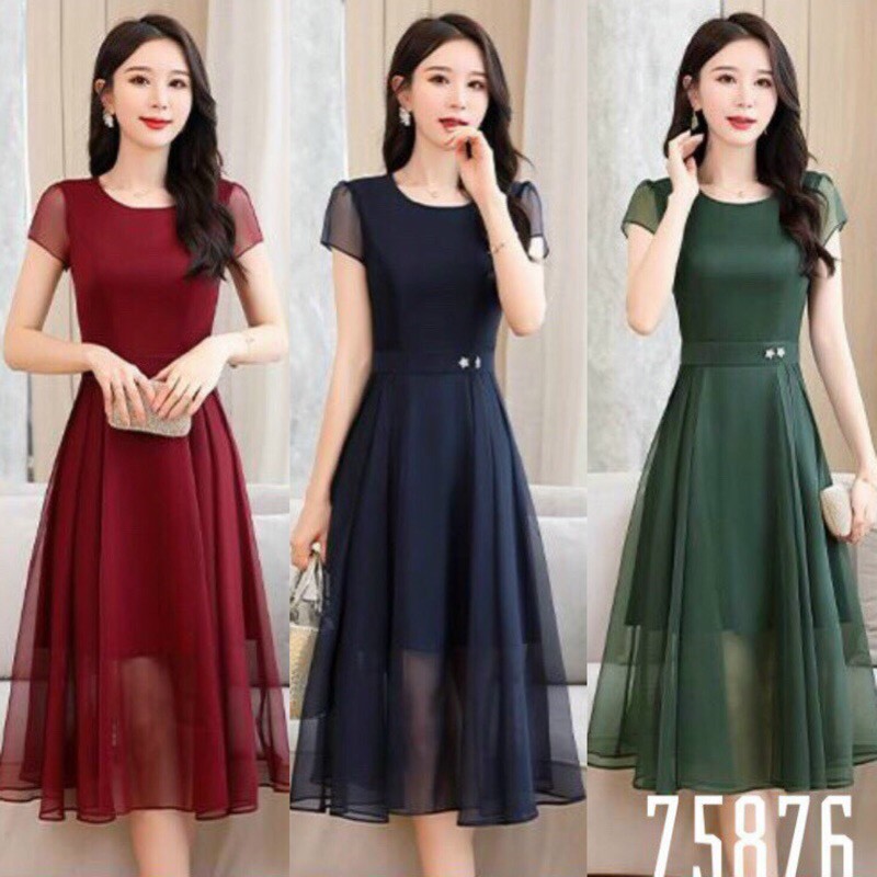 🍒Đầm voan chiffon (Free/big size XL, 2XL)