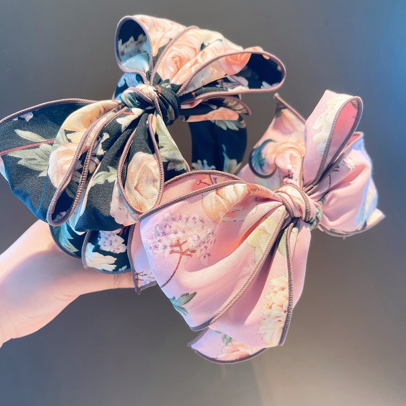 Băng Đô Vải In Họa Tiết Hoa Nhiều Lớp Phong Cách Retro Sang Trọng Dành Cho Nữ