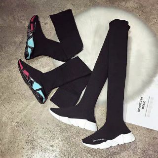 (Order) Giày bốt đùi nữ, boots len đơn giản cá tính