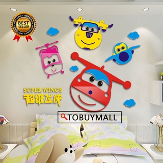 Sticker dán tường bằng acrylic họa tiết hoạt hình 3d trang trí phòng cho bé trai tiện dụng