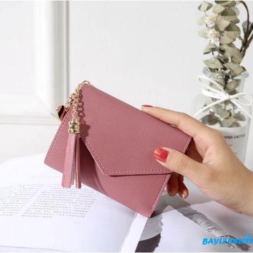 ❆❀✯Ví đựng tiền ngắn dành cho nữ Ví đựng tiền xu gấp bằng da nữ