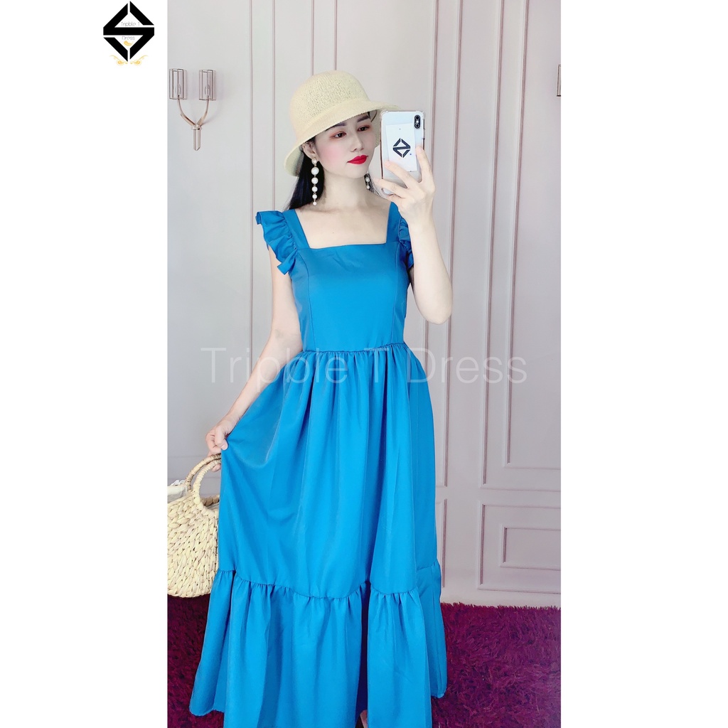 Đầm maxi voan hoa mặc biển hay dạo phố xinh yêu TRIPBLE T DRESS - Free size dưới 54kg - MS46HD