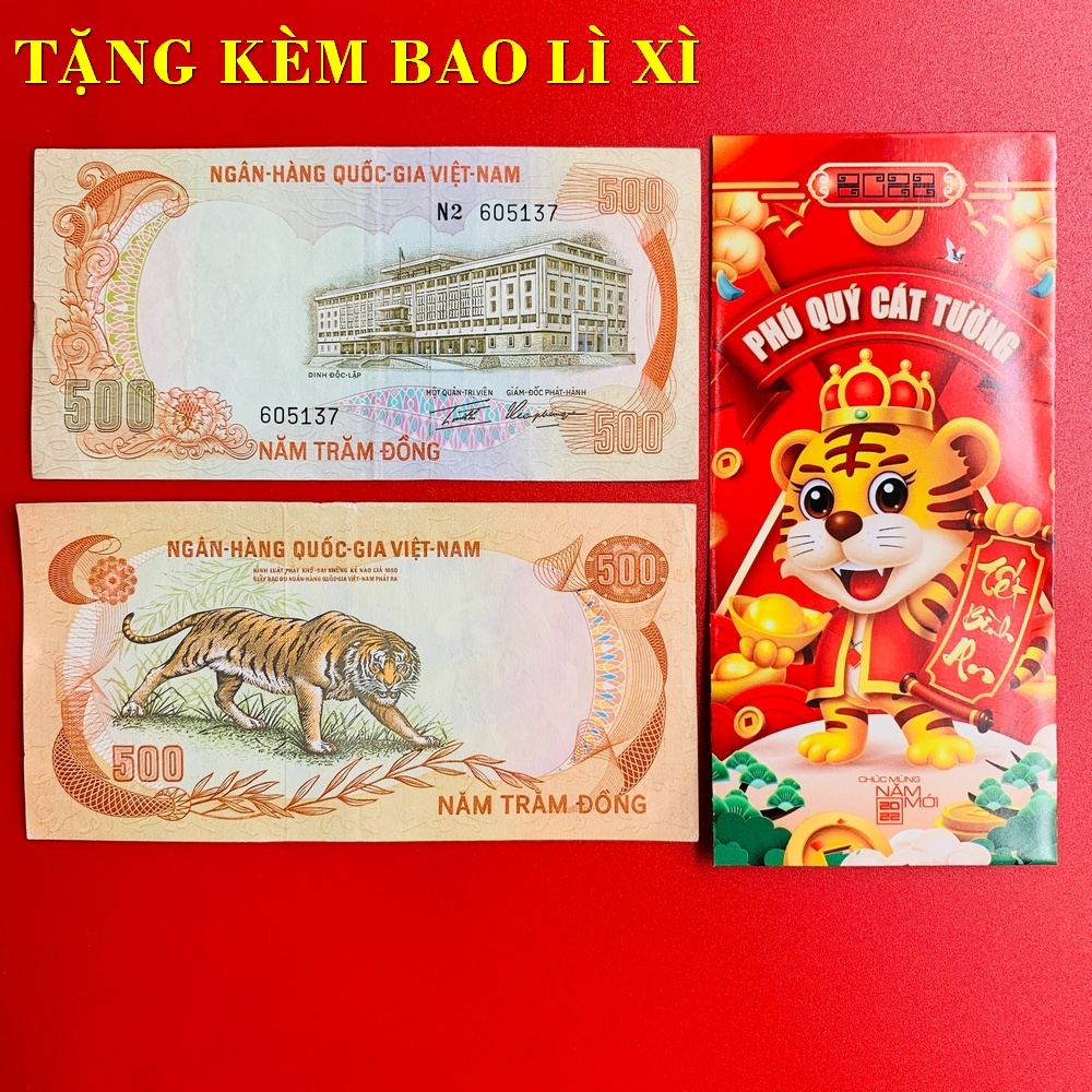 Tiền hình con hổ 500 đồng xưa tuyệt đẹp , quà tặng tết ý nghĩa sang trọng kèm bao lì xì, Quà Tết 2022